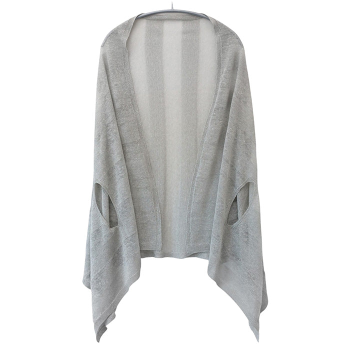 mino nico stole poncho cool summer hemp see-through monochromatic border ladies [162-04-05] Niigata Prefecture Gosen City Gosen Knit Brand