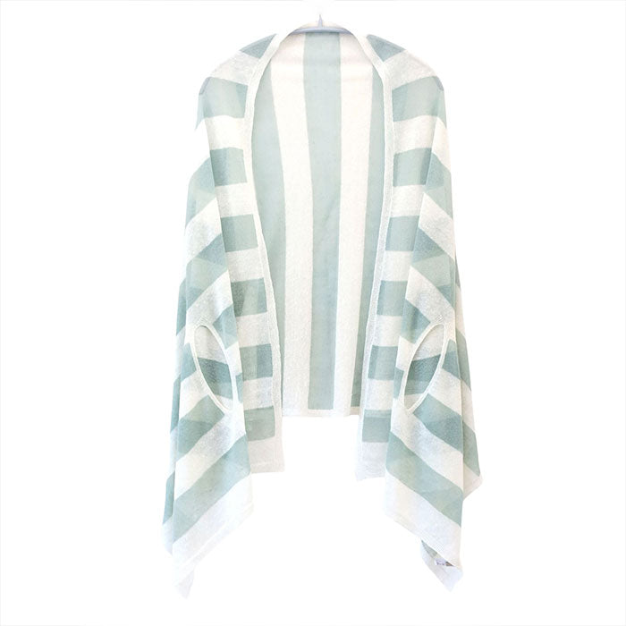SAIFUKU mino nico stole poncho cool summer linen sheer two-color stripes ladies [162-04-05] Gosen City Niigata Prefecture Gosen Knit brand 