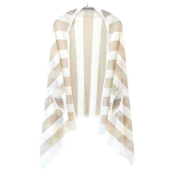 SAIFUKU mino nico stole poncho cool summer linen sheer two-color stripes ladies [162-04-05] Gosen City Niigata Prefecture Gosen Knit brand 
