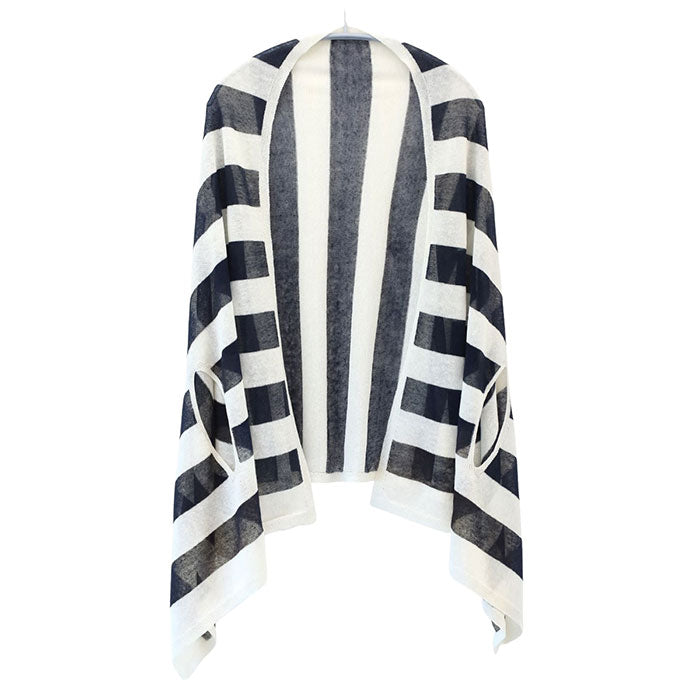 SAIFUKU mino nico stole poncho cool summer linen sheer two-color stripes ladies [162-04-05] Gosen City Niigata Prefecture Gosen Knit brand 