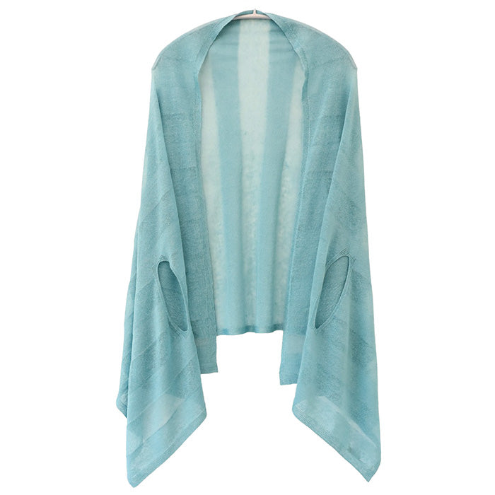 mino nico stole poncho cool summer hemp see-through monochromatic border ladies [162-04-05] Niigata Prefecture Gosen City Gosen Knit Brand