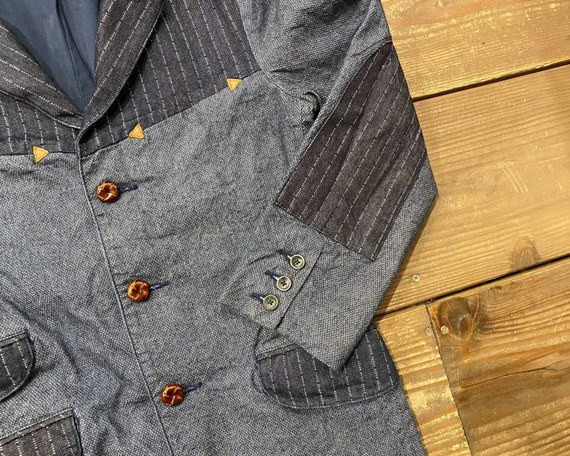 graphzero Sashiko Weave Tailored Jacket Indigo White Men's Women's Unisex [GZ-ISTRJK-0601-IDWH]