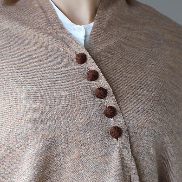 SAIFUKU mino nico Stole Poncho with Autumn Nuts, Merino Wool Jersey [183-05-05] 