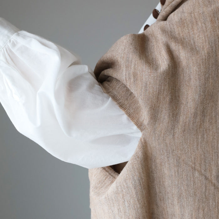 SAIFUKU mino nico Stole Poncho with Autumn Nuts, Merino Wool Jersey [183-05-05] 