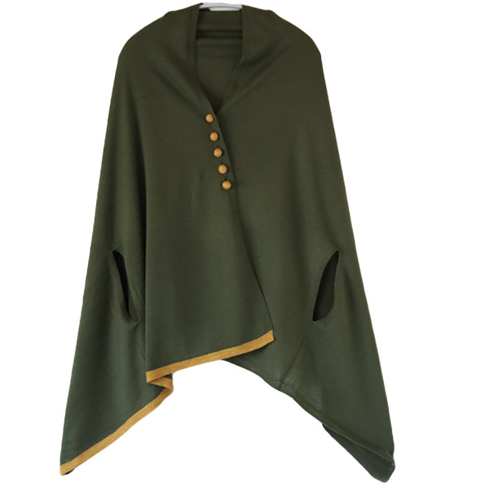 SAIFUKU mino nico Stole Poncho with Autumn Nuts, Merino Wool Jersey [183-05-05] 