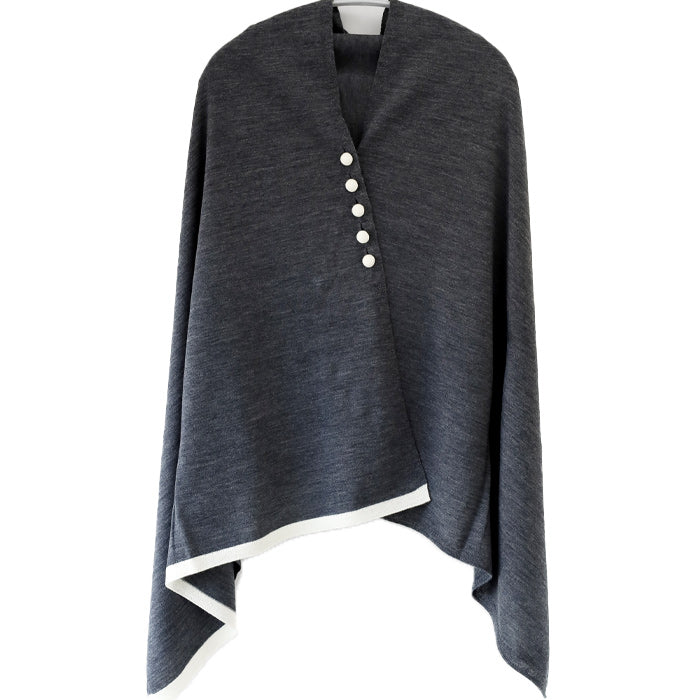 SAIFUKU mino nico Stole Poncho with Autumn Nuts, Merino Wool Jersey [183-05-05] 