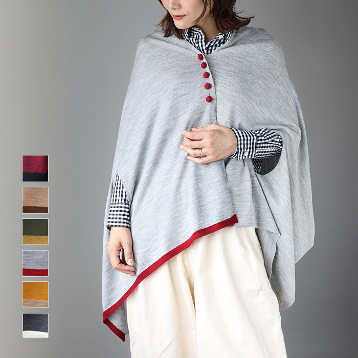SAIFUKU mino nico Stole Poncho with Autumn Nuts, Merino Wool Jersey [183-05-05] 