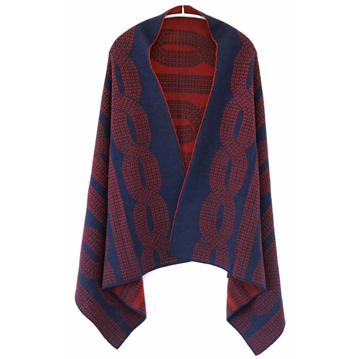 mino nico Stole Poncho Wool 100% Large Rope Pattern Ladies [214-04-05] Niigata Prefecture Gosen City Gosen Knit Brand