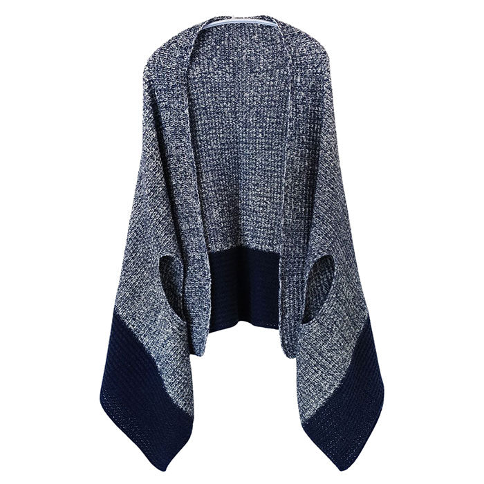 [Choose from 5 colors] mino nico wool stole poncho with fluffy ribbed knitting [224-03-05] 