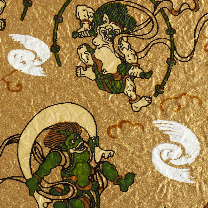 京都 尚雅堂 友禅朱印帖 風神雷神 [23232] 和柄 御朱印帳 大判サイズ