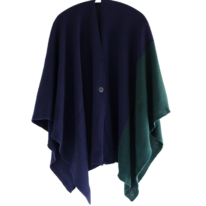 [3 Colors] Mino Tate Poncho Two Tone Color Wool [233-01-01] Women's Free Size Wool 100% Wool Knit Shoulder Throw Blanket Cardigan Oversized Large Light Cold Protection Adults Cute Stylish Loose Autumn Winter Niigata Made in Japan Domestic 