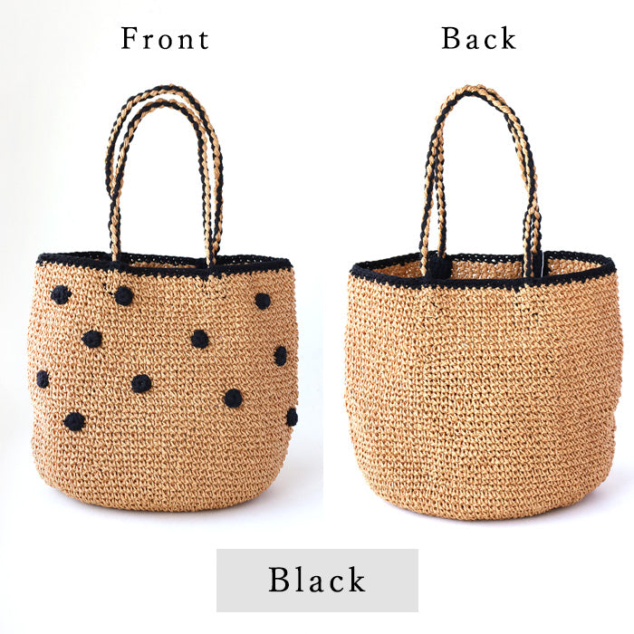 【2色】ENA KUAM (エナクアム) ドットラウンドチェロ かごトートバッグ [23SKU001]