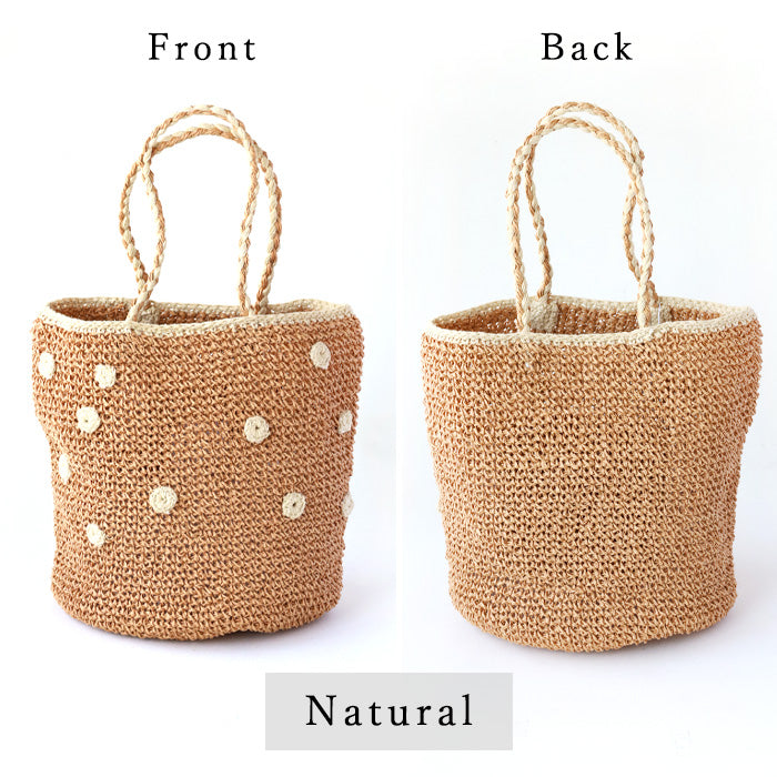 【2色】ENA KUAM (エナクアム) ドットラウンドチェロ かごトートバッグ [23SKU001]