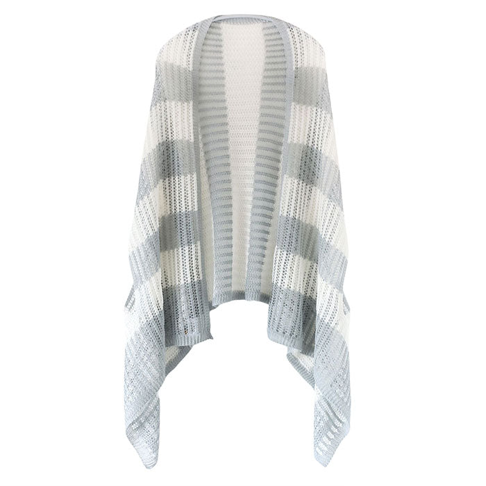 mino nico Stole Poncho, Loosely Knitted and Windproof, Border [242-01-05] Women's Cardigan, Spring/Summer