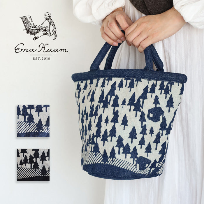 [2 colors] ENA KUAM Hand-dyed Denim Tree Bag [24AKU004] Nepal Handmade Fairtrade Brand