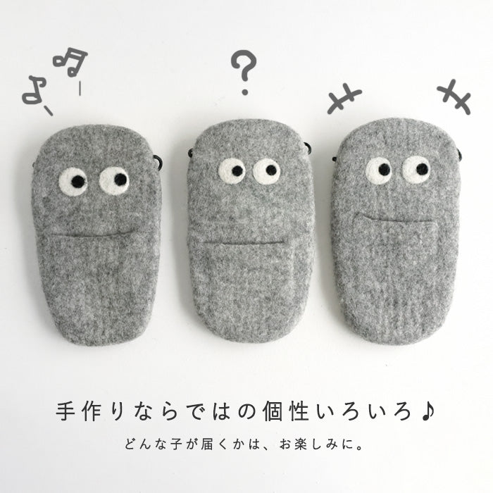 [4 colors] ENA KUAM Wool Felt Kyorokyoro Mobile Shoulder Bag [24AKU010] Nepal Handmade Fair Trade Brand 