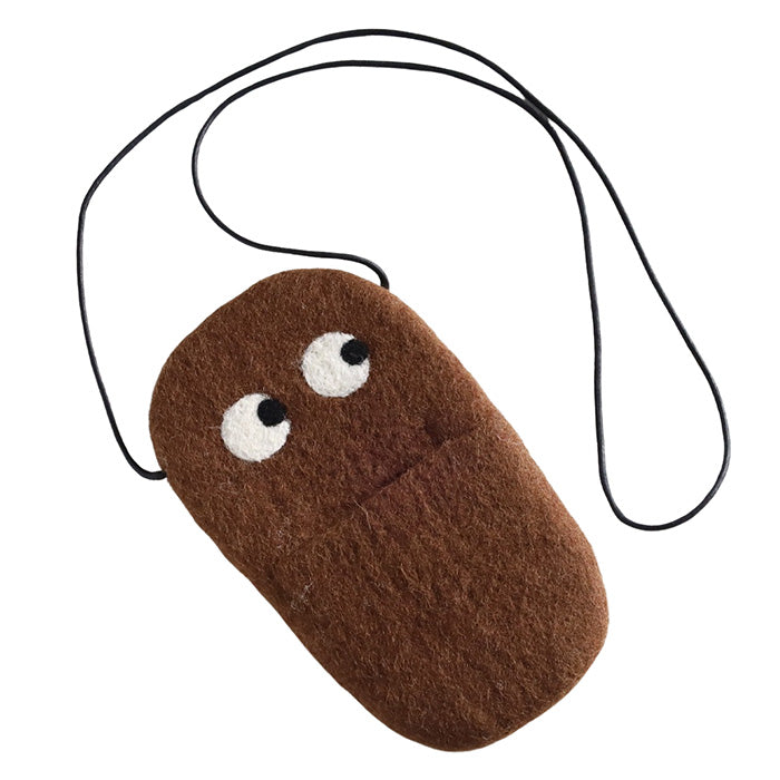 [4 colors] ENA KUAM Wool Felt Kyorokyoro Mobile Shoulder Bag [24AKU010] Nepal Handmade Fair Trade Brand 