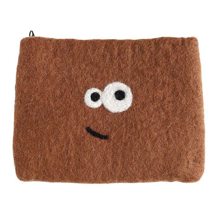[5 colors] ENA KUAM Wool Felt Kyorokyoro Pouch [24AKU011] Nepal Handmade Fair Trade Brand