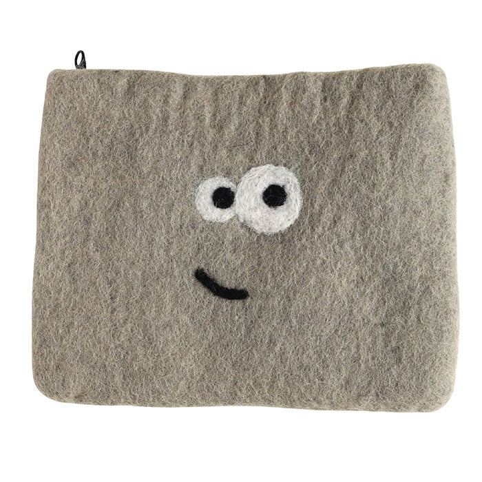 [5 colors] ENA KUAM Wool Felt Kyorokyoro Pouch [24AKU011] Nepal Handmade Fair Trade Brand