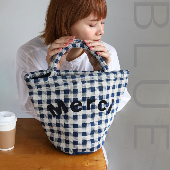 【2色】ENA KUAM (エナクアム) 手抜染デニム メルシーバッグ [24SKU001] トートバッグ ハンドバッグ ハンドメイド