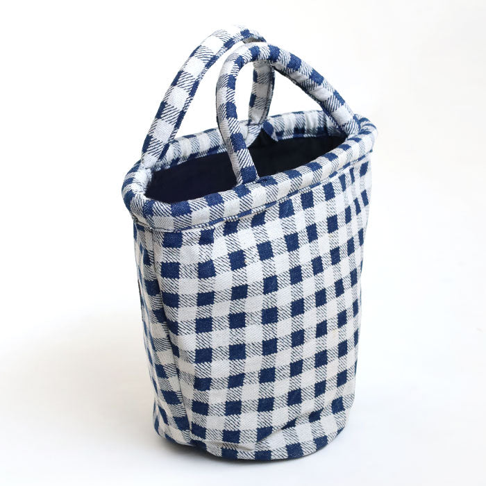 【2色】ENA KUAM (エナクアム) 手抜染デニム メルシーバッグ [24SKU001] トートバッグ ハンドバッグ ハンドメイド