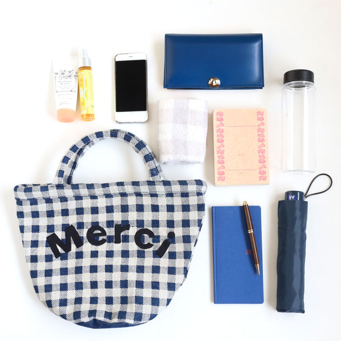 【2色】ENA KUAM (エナクアム) 手抜染デニム メルシーバッグ [24SKU001] トートバッグ ハンドバッグ ハンドメイド