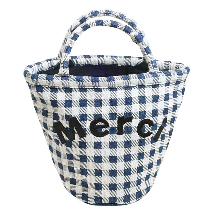 【2色】ENA KUAM (エナクアム) 手抜染デニム メルシーバッグ [24SKU001] トートバッグ ハンドバッグ ハンドメイド