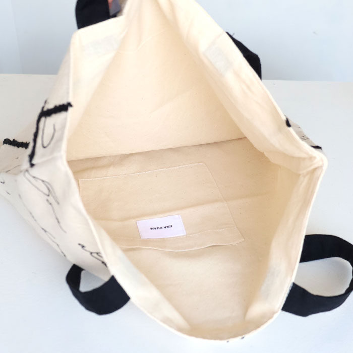 【2色】ENA KUAM (エナクアム) 手抜染プリント エクスプレッショントート [24SKU004] トートバッグ A4 大きめ ハンドメイド