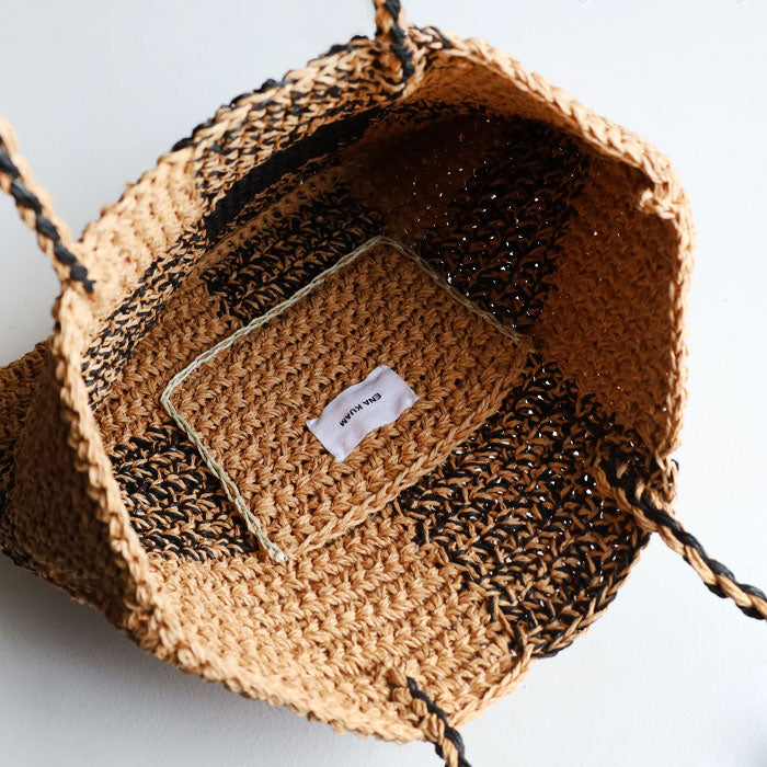 [2 colors] ENA KUAM Paper Yarn Basket Bag Block Check Tote [24SKU006] Women's Shoulder Bag, Handbag, A4, Spring/Summer