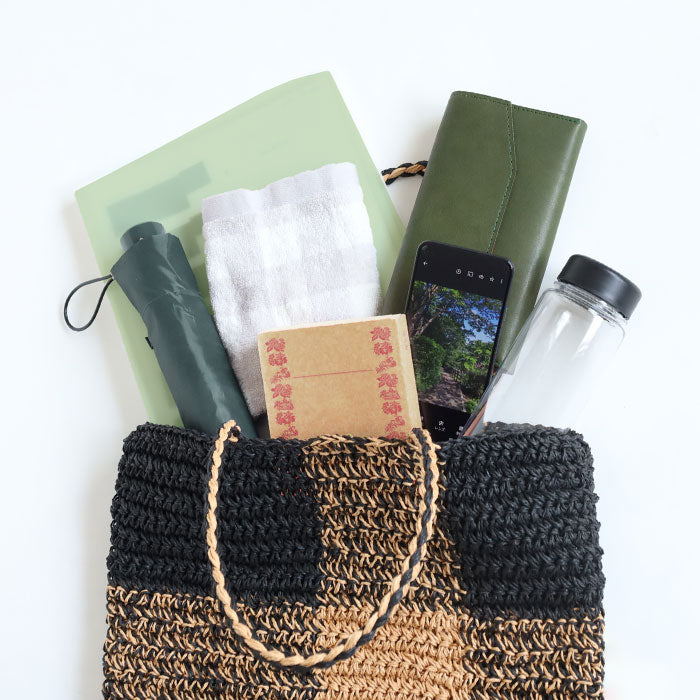 [2 colors] ENA KUAM Paper Yarn Basket Bag Block Check Tote [24SKU006] Women's Shoulder Bag, Handbag, A4, Spring/Summer