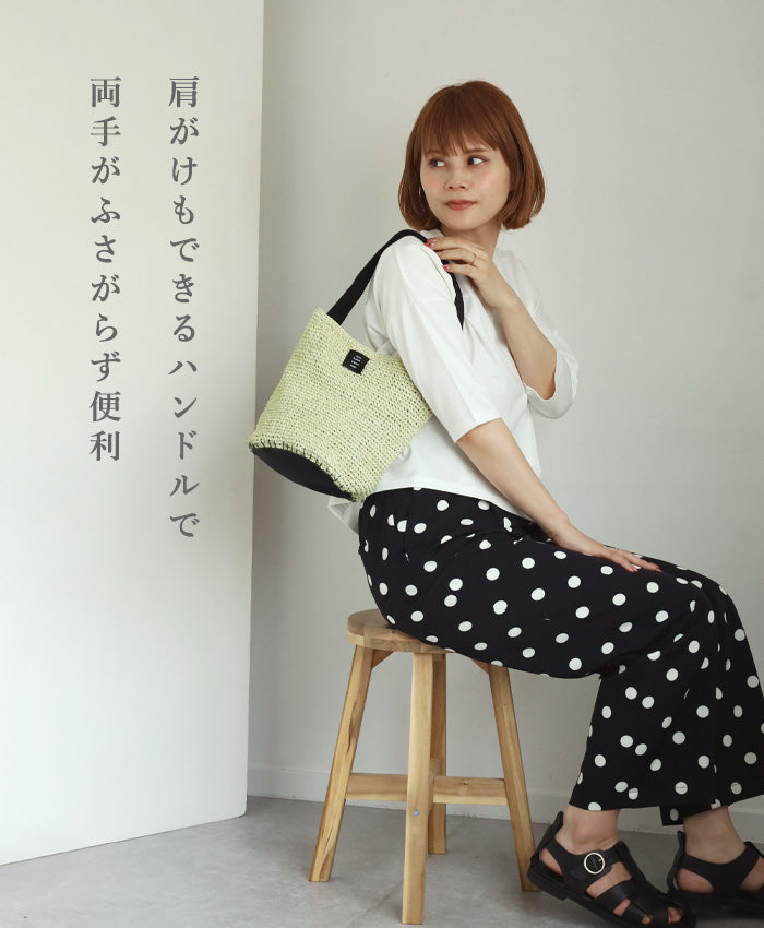 [3 colors] ENA KUAM Paper Yarn Basket Bag Cylinder Bag [24SKU007] Women's Tote Handbag Shoulder Bag Handmade 