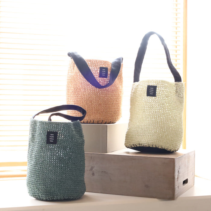 [3 colors] ENA KUAM Paper Yarn Basket Bag Cylinder Bag [24SKU007] Women's Tote Handbag Shoulder Bag Handmade 