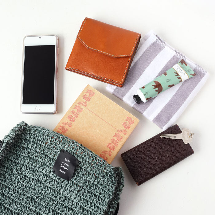 【3色】ENA KUAM (エナクアム) ペーパーヤーン かごバッグ mini ショルダー バッグ [24SKU008] レディース 夏 サコッシュ ポシェット 小さい カバン