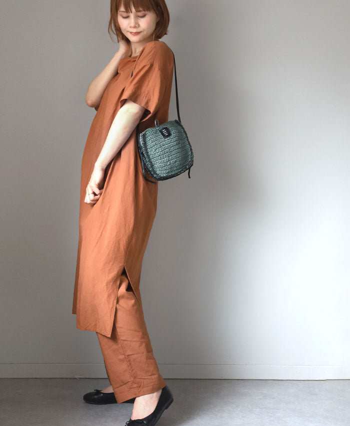 【3色】ENA KUAM (エナクアム) ペーパーヤーン かごバッグ mini ショルダー バッグ [24SKU008] レディース 夏 サコッシュ ポシェット 小さい カバン