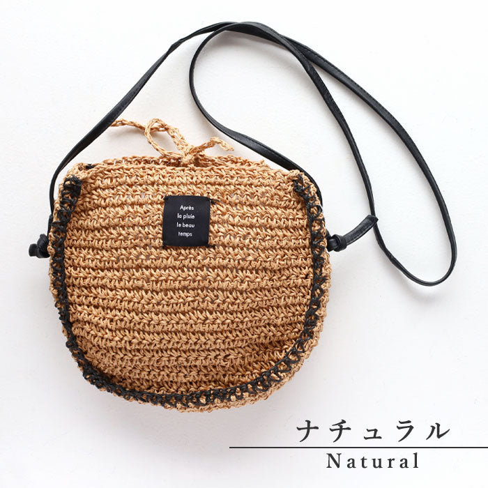 【3色】ENA KUAM (エナクアム) ペーパーヤーン かごバッグ mini ショルダー バッグ [24SKU008] レディース 夏 サコッシュ ポシェット 小さい カバン