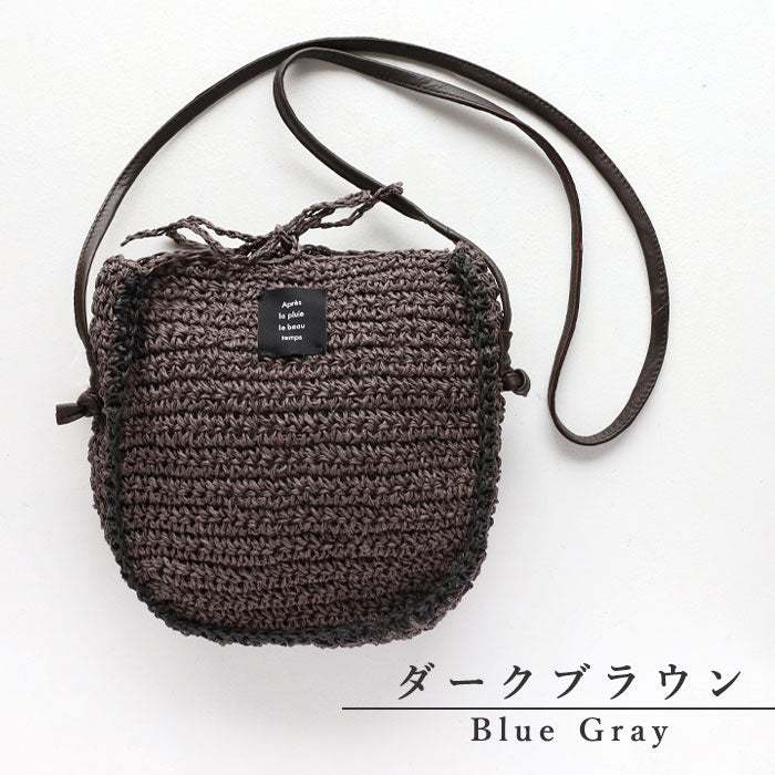 【3色】ENA KUAM (エナクアム) ペーパーヤーン かごバッグ mini ショルダー バッグ [24SKU008] レディース 夏 サコッシュ ポシェット 小さい カバン