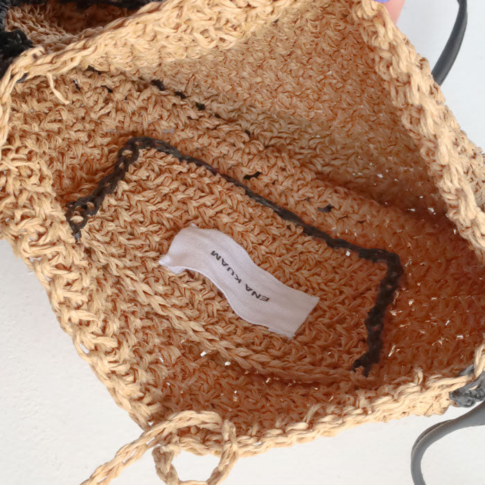 【3色】ENA KUAM (エナクアム) ペーパーヤーン かごバッグ mini ショルダー バッグ [24SKU008] レディース 夏 サコッシュ ポシェット 小さい カバン