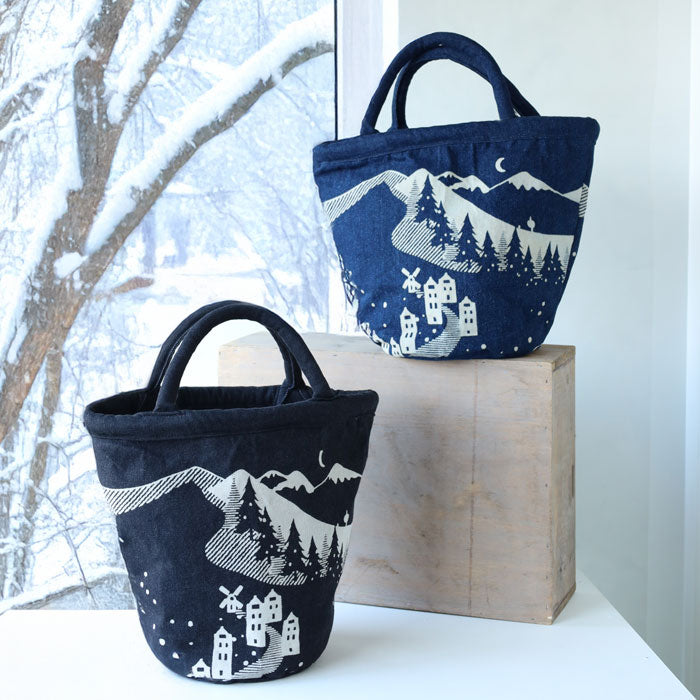 ENA KUAM Snow Mountain Denim Hand-Dyed Bag (25AKU203) - Handmade in Nepal, Fair Trade Brand (2 Colors) 