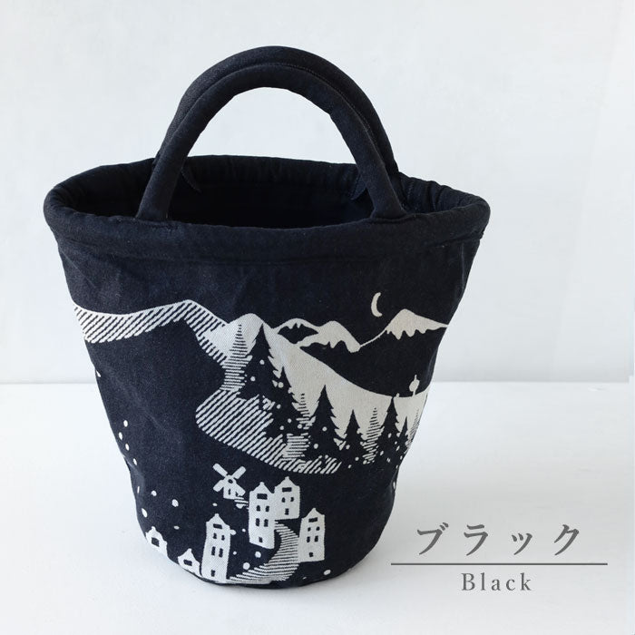 【2色】ENA KUAM (エナクアム) 雪山 デニム 手抜染 バッグ [25AKU203] ネパール ハンドメイド フェアトレード ブランド