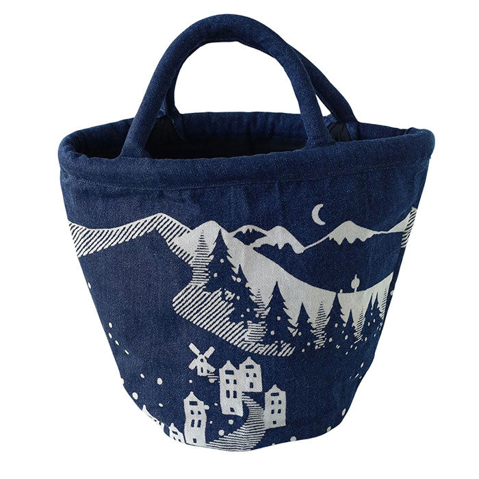 ENA KUAM Snow Mountain Denim Hand-Dyed Bag (25AKU203) - Handmade in Nepal, Fair Trade Brand (2 Colors) 