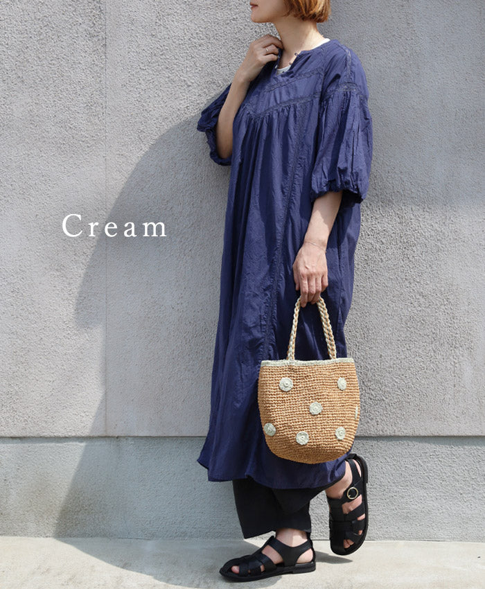 [2 colors] ENA KUAM Dot Round Cello Basket Tote Bag [23SKU001]