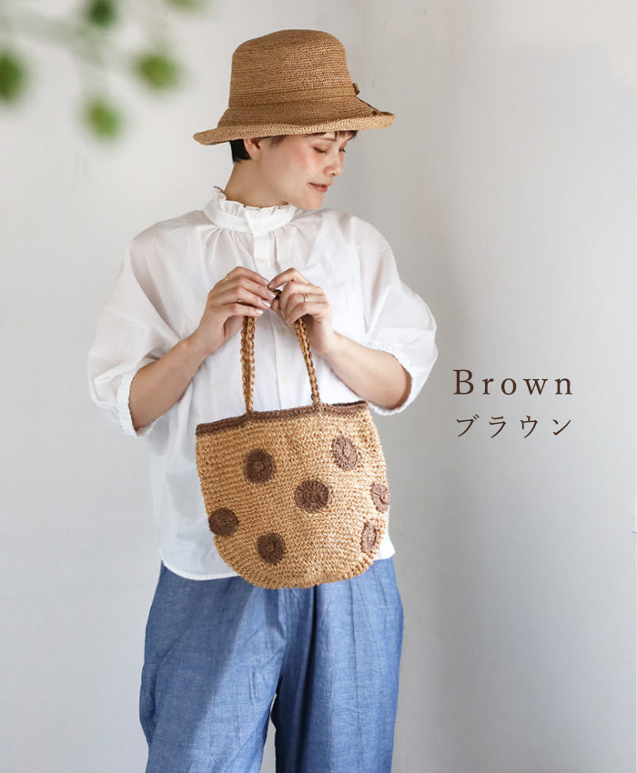 【3色】ENA KUAM (エナクアム) ドットラウンドチェロ セカンド かごバッグ レディース [25SKU001] ネパール ハンドメイド フェアトレード ブランド