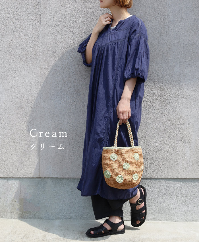 【3色】ENA KUAM (エナクアム) ドットラウンドチェロ セカンド かごバッグ レディース [25SKU001] ネパール ハンドメイド フェアトレード ブランド