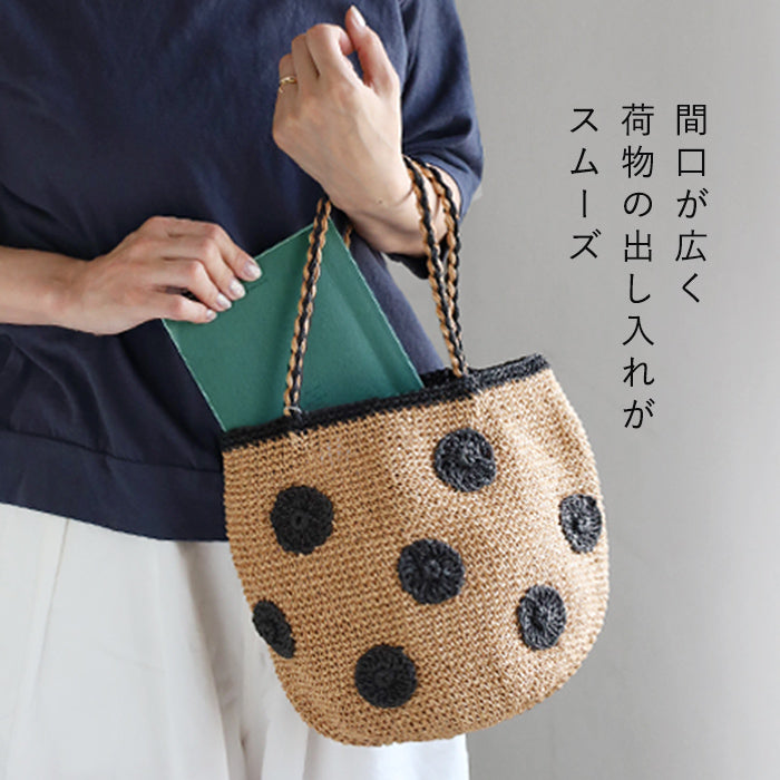 【3色】ENA KUAM (エナクアム) ドットラウンドチェロ セカンド かごバッグ レディース [25SKU001] ネパール ハンドメイド フェアトレード ブランド