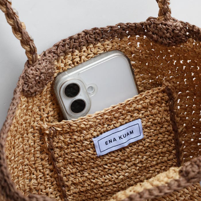 【3色】ENA KUAM (エナクアム) ドットラウンドチェロ セカンド かごバッグ レディース [25SKU001] ネパール ハンドメイド フェアトレード ブランド