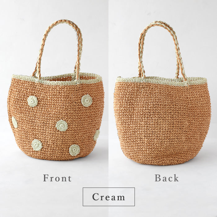 [2 colors] ENA KUAM Dot Round Cello Basket Tote Bag [23SKU001]