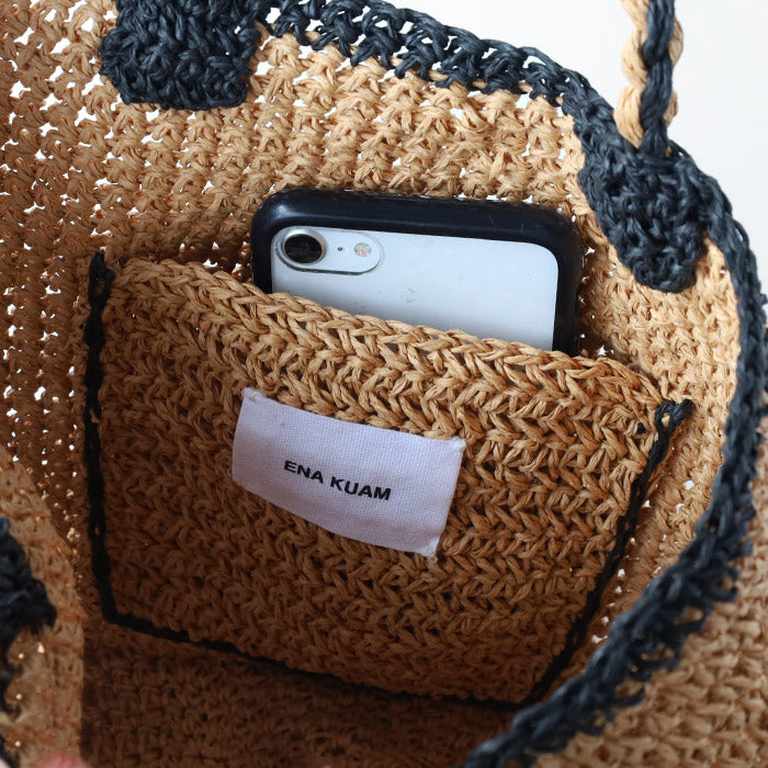 [2 colors] ENA KUAM Dot Round Cello Basket Tote Bag [23SKU001]