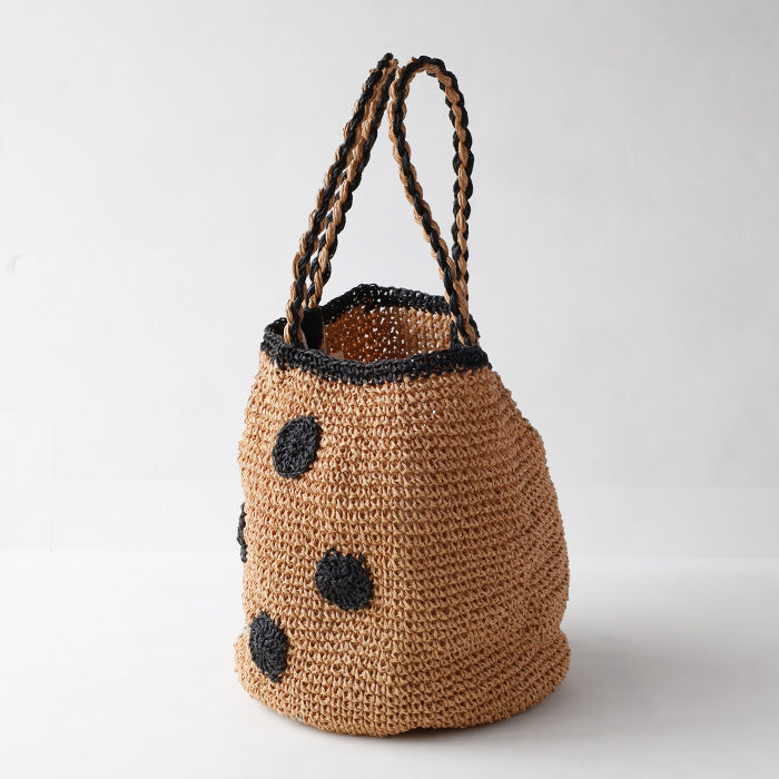 [2 colors] ENA KUAM Dot Round Cello Basket Tote Bag [23SKU001]