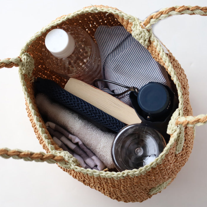 [2 colors] ENA KUAM Dot Round Cello Basket Tote Bag [23SKU001]