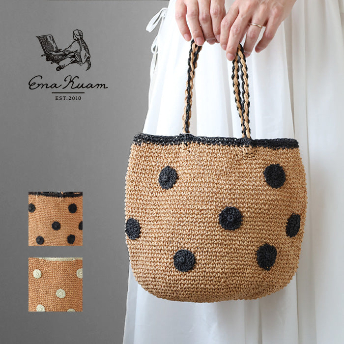 [2 colors] ENA KUAM Dot Round Cello Basket Tote Bag [23SKU001]